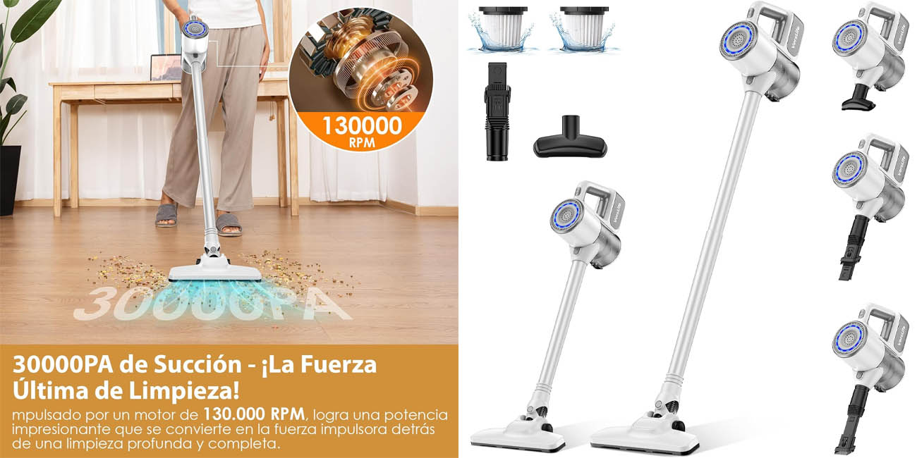 Potente, manejable y muy barato: Amazon te ofrece este aspirador escoba VersLife por un precio realmente sorprendente