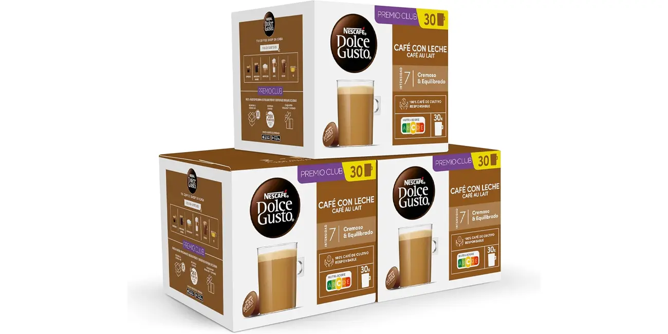 Chollo Pack x90 cápsulas Café con leche Nescafé Dolce Gusto por sólo 17,58€ (-35%) ¡A 0,20€ cada dosis!