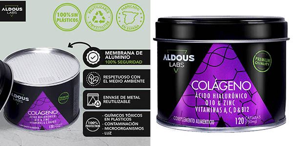 Chollo Bote de 120 cápsulas de colágeno, con ácido hialurónico y coenzima Q10 por sólo 18,97€ (42% de descuento)