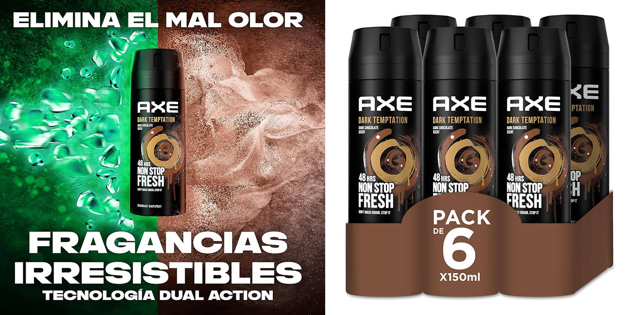 Chollo Pack x6 Desodorantes Axe Dark Temptation de 150 ml para hombre por sólo 13,14€ (-42%) ¡A 2,19€ la unidad!
