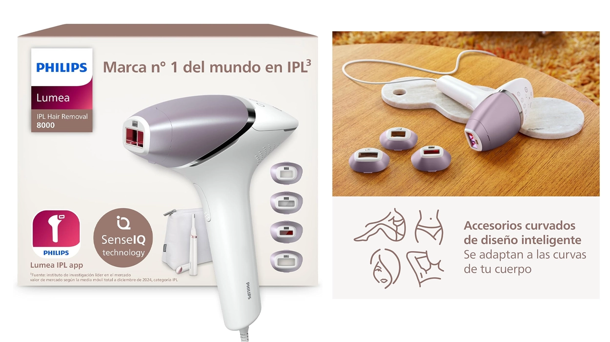 La depiladora IPL Philips Lumea BRI949/00 serie 8000 con tecnología SenseIQ y accesorios baja hoy a sólo 319,99€ (45% de descuento)