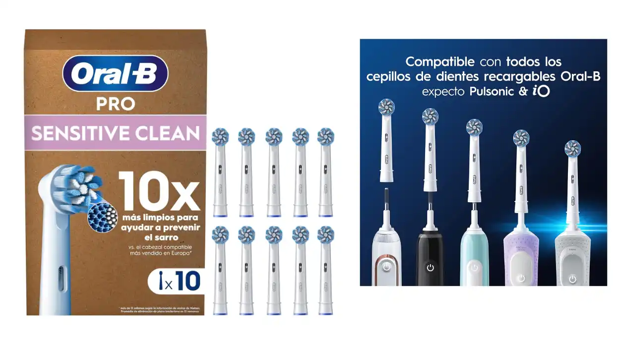 Chollo Pack x10 Recambios Cabezal Braun Oral-B Pro Sensitive Clean por sólo 25,95€ con envío gratis (41% de descuento)