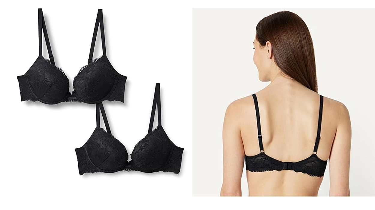 Chollo Pack de 2 sujetadores Amazon Essentials con aros y encaje elástico por sólo 14,93€ (25% de descuento)