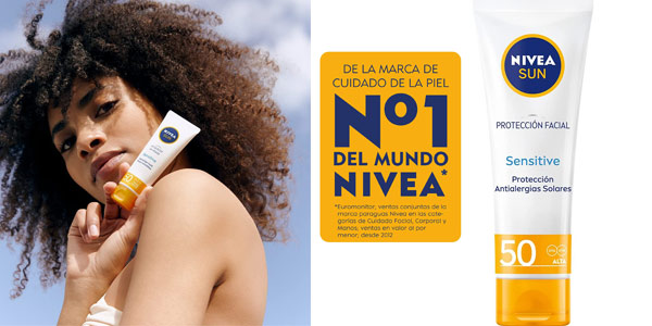 Chollo Crema de protección solar facial Nivea Sun Sensitive FP 50 de 50 ml por sólo 6,05€ (50% de descuento)