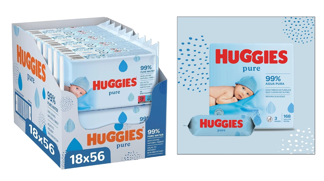 Chollo Pack x18 Paquetes de Toallitas Huggies Pure (1.008 unidades) por sólo 20,99€ (-32%) ¡0,02€ cada una!