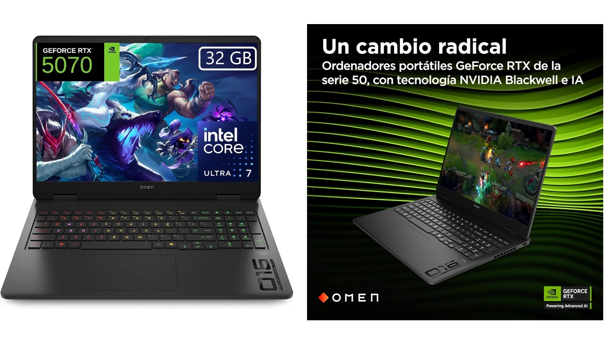Amazon rebaja este portátil gaming HP Omen con NVIDIA GeForce RTX 5070 y 32 GB de RAM para VOLAR con juegos y tareas exigentes