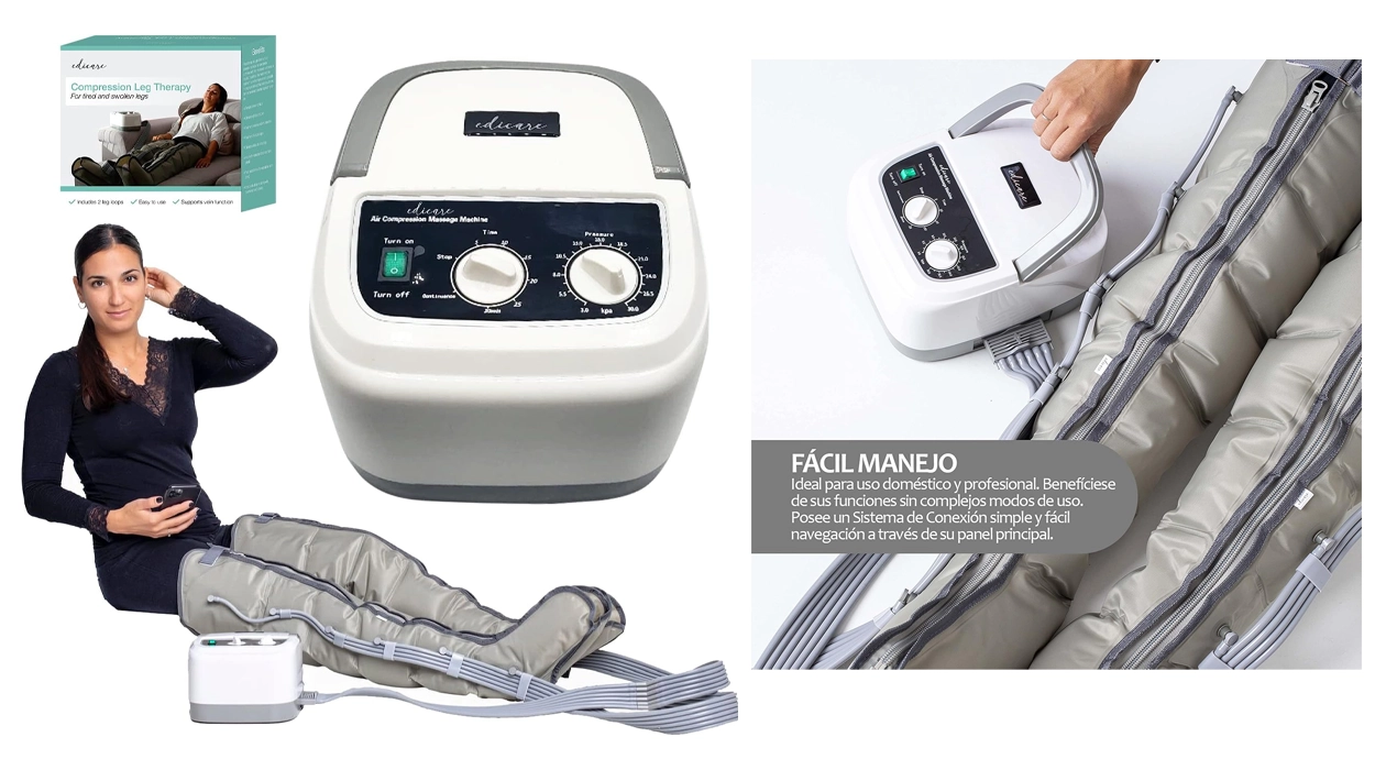 Alivia tus piernas y mejora tu circulación sin salir de casa con esta máquina de presoterapia Edicare a precio mínimo en Amazon