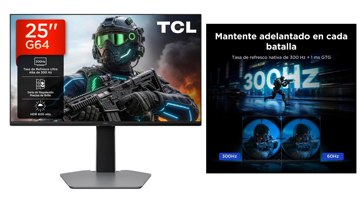Sube de nivel en tus partidas con este Monitor Gaming TCLde 25″ QD-Mini-LED 330Hz que baja a sólo 149€ en Amazon