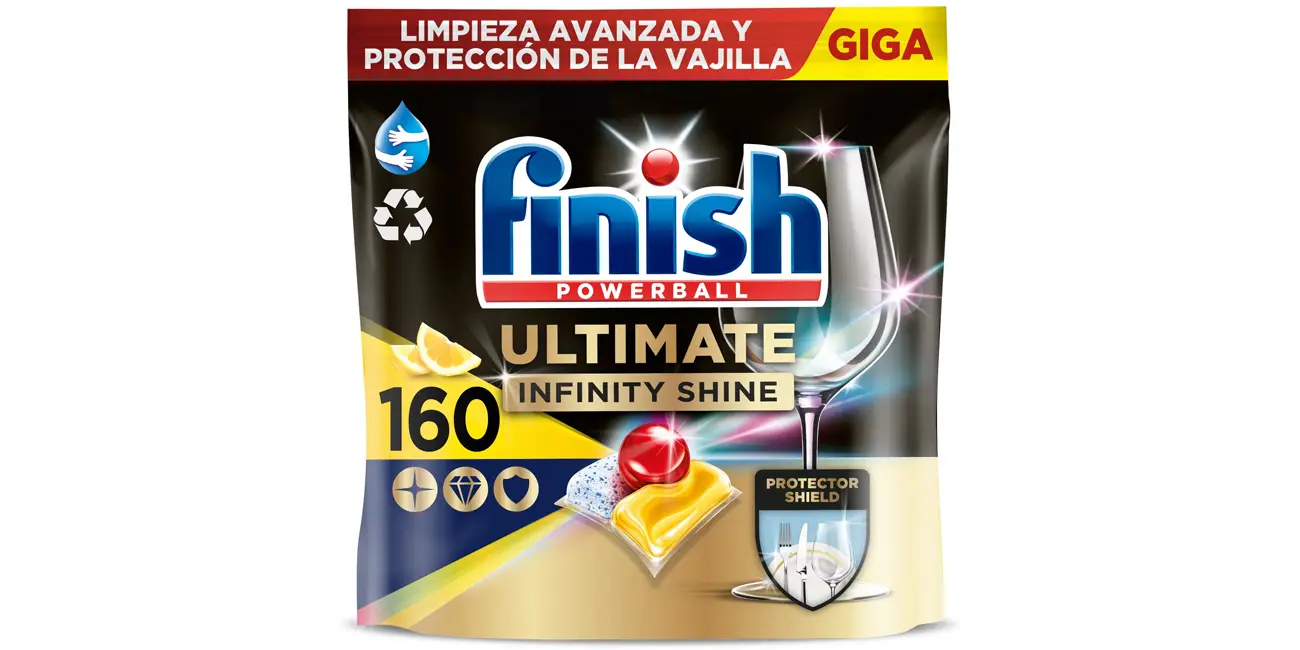 Chollo TOP: 160 pastillas Finish Powerball Ultimate Infinity Shine Limón a sólo 0,16€ cada una (-42%)