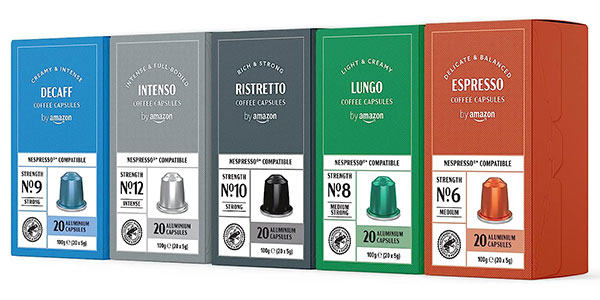Chollo Pack de 100 cápsulas de café variado by Amazon compatibles con Nespresso por sólo 14,85€ ¡0,15€ cada una!