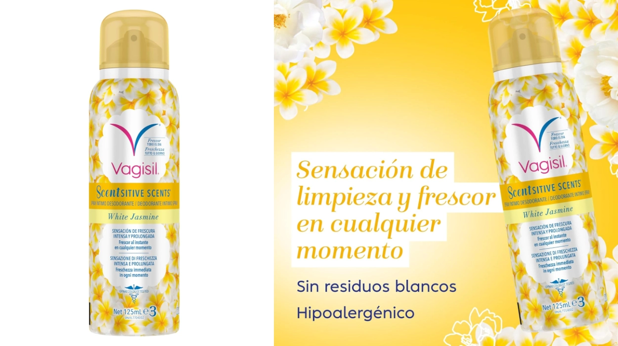 Chollo Vagisil Esencias Delicadas Spray Íntimo Desodorante Jazmín Blanco de 125 ml por sólo 3,92€ (29% de descuento)