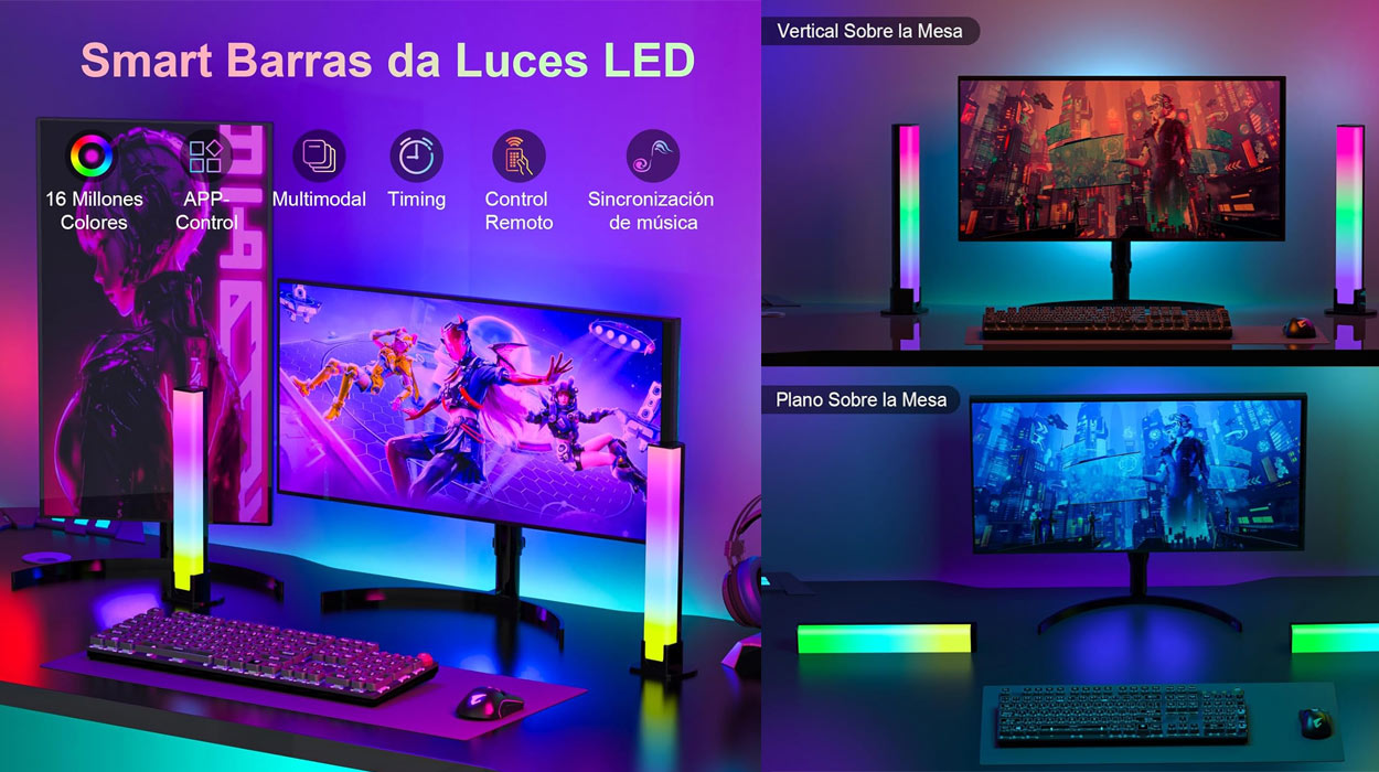 Chollo Pack x2 barras de luz LED Smart Wiscolor con música por sólo 13,99€ con envío gratis (-53%)