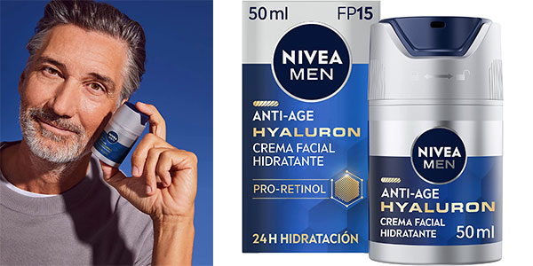 Chollo Crema Hidratante Antiedad Nivea Men Hyaluron FP15 de 50 ml por sólo 8,99€ (-36%)