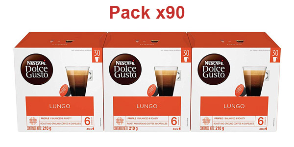Chollo Pack 90 Cápsulas Nescafé Dolce Gusto Magnum Café Lungo por sólo 18,27€ (-32%) ¡A 0,20€ cada una!