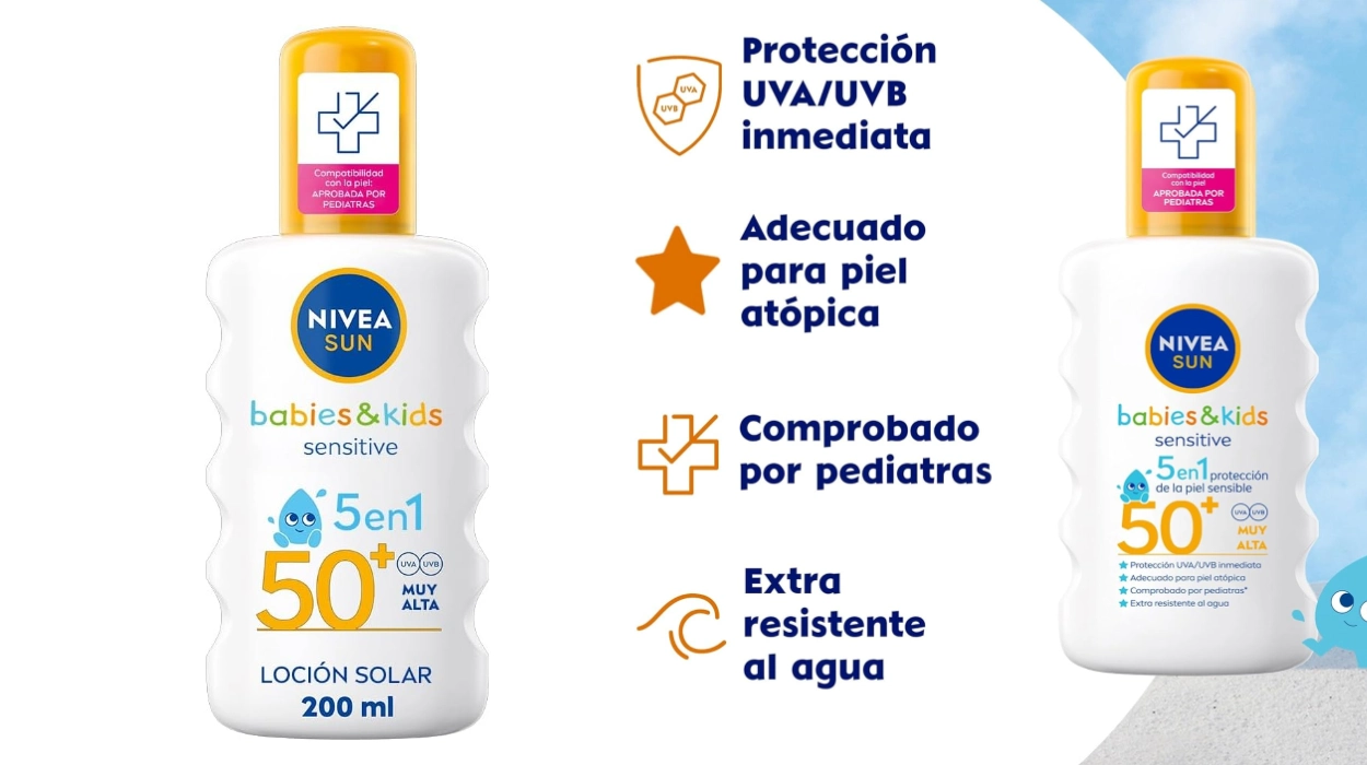 Chollo Spray Solar NIVEA SUN Babies & Kids Sensitive FP50+ de 200 ml por sólo 8,55€ (55% de descuento)