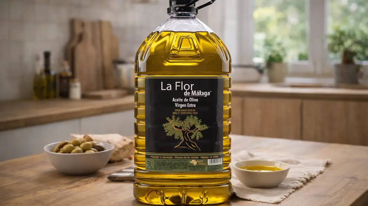Chollo Garrafa Aceite de Oliva Virgen Extra La Flor de Málaga de 5L por sólo 22,52€ con cupón y envío gratis ¡4,50€ el litro!