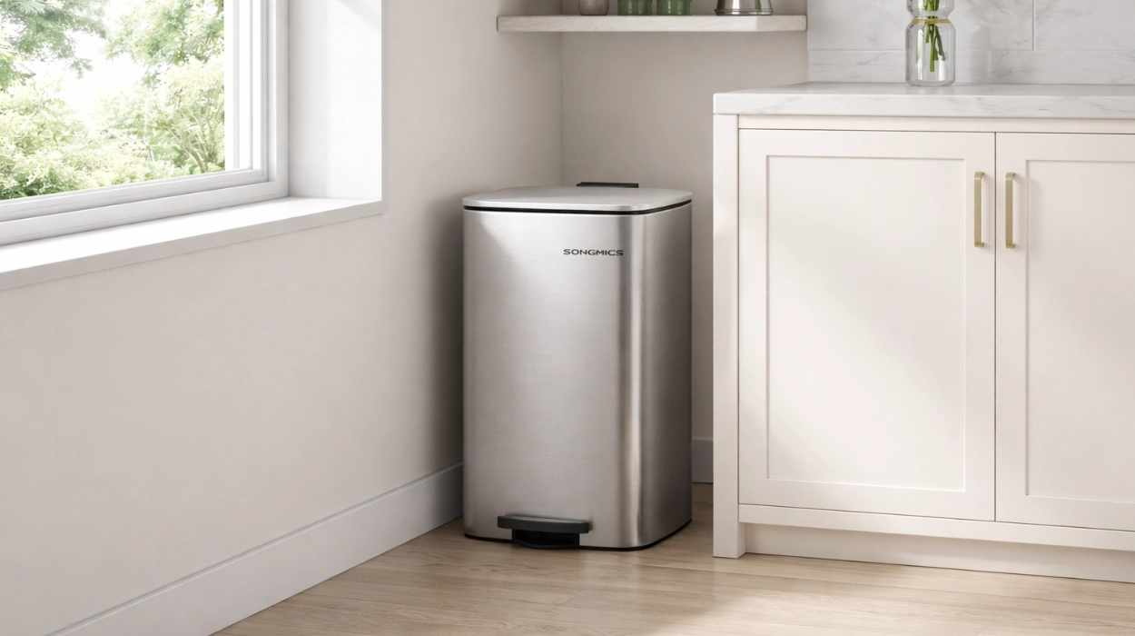 Chollo Cubo de cocina de acero Songmics de 30L con pedal de cierre suave por sólo 25,39€ con cupón y envío gratis (70% de descuento)