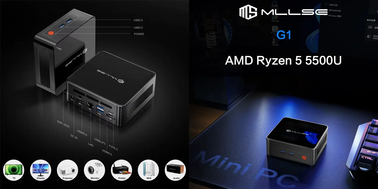 Chollo Mini PC MLLSE G1 (Ryzen5 5500U, 16 GB, 512 GB SDD, W11 Pro) por sólo 180,87€ con cupón y envío gratis (-55%)