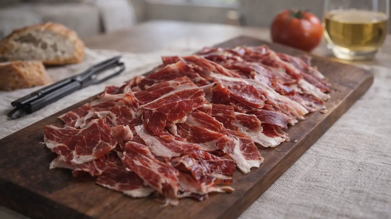 Aquí tienes Jamón de Bellota 100% ibérico Pata Negra (+42 meses Premium) loncheado, para que lo disfrutes fácilmente, a un precio exquisito con este cupón