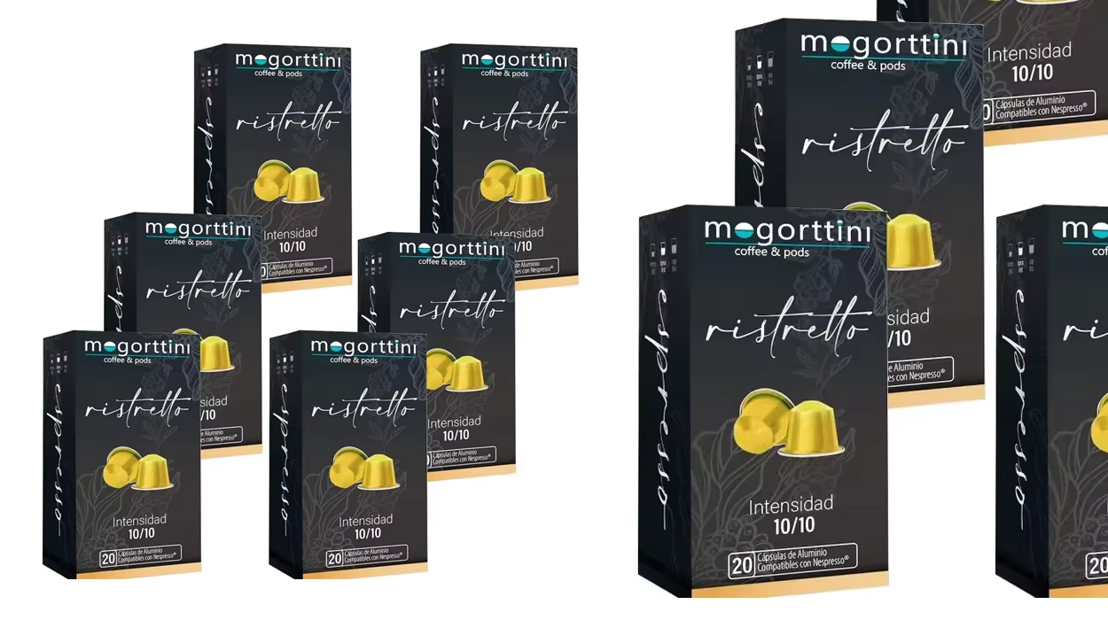 Chollo 120 cápsulas café Ristretto Mogorttini compatibles con Nespresso por sólo 23,04€ con cupón y envío gratis (-34%) ¡0,19€ cada una!