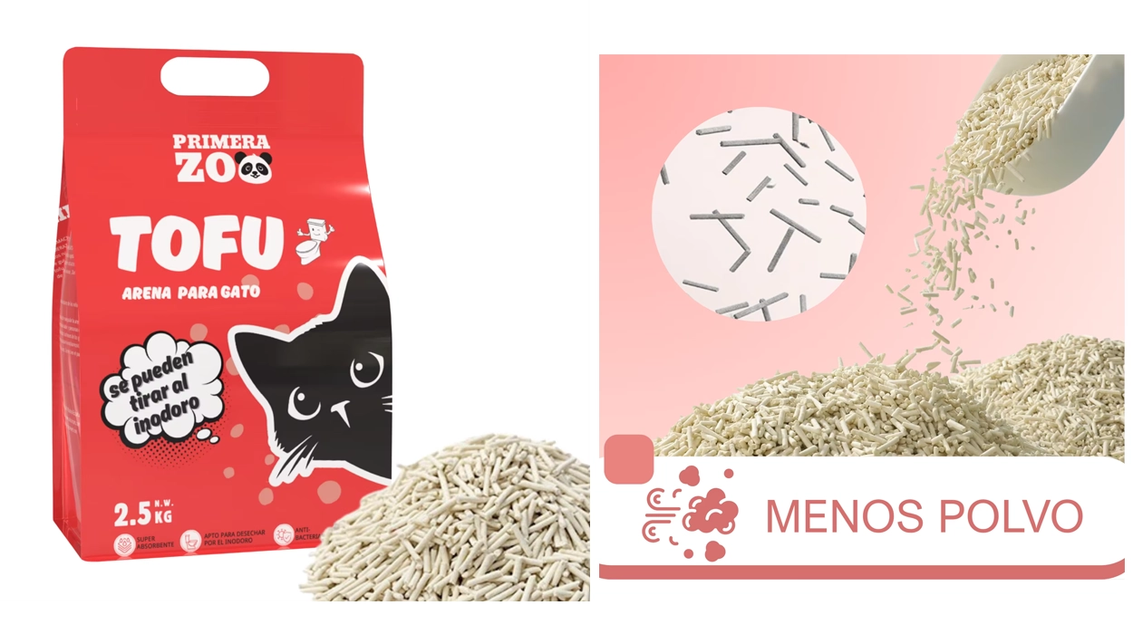 Chollo Pack x4 bolsas de arena para gatos Primera Zoo Tofu de 6L (se puede tirar al inodoro) por sólo 17,84€ con cupón y envío gratis (58% de descuento)