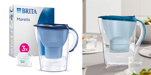 Chollo Jarra Brita Marella Blu de 2,4 litros + filtro por sólo 17,66€ con cupón y envío gratis (-33%)