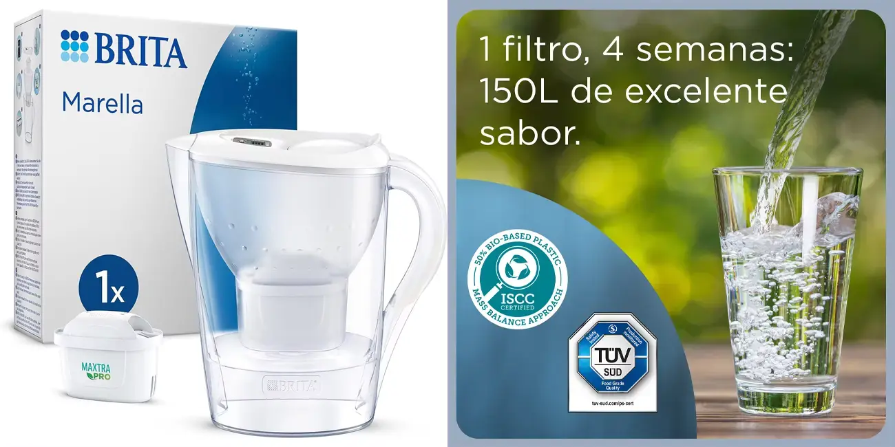 Chollo Jarra de agua Brita Marella con filtro MAXTRA PRO por sólo 17,66€ y envío gratis con cupón (-33%)