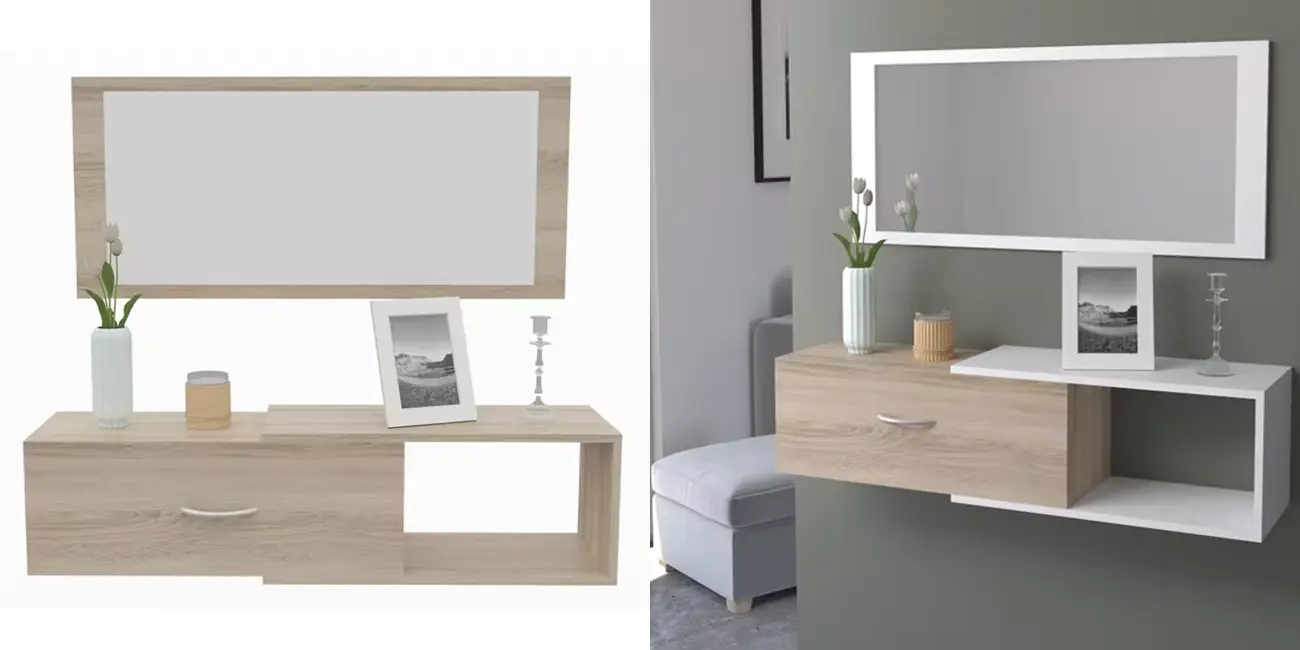 Chollo Conjunto para recibidor Dormidan con espejo y cajón por sólo 44,70€ con cupón y envío gratis (-32%)