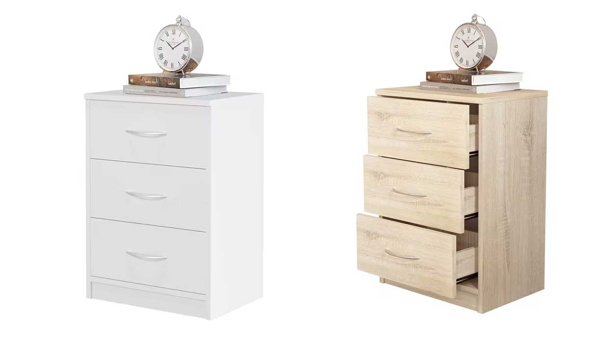 Chollo Mesita de noche con 3 cajones Dormidan por sólo 29,10€ con cupón y envío gratis (-32%)