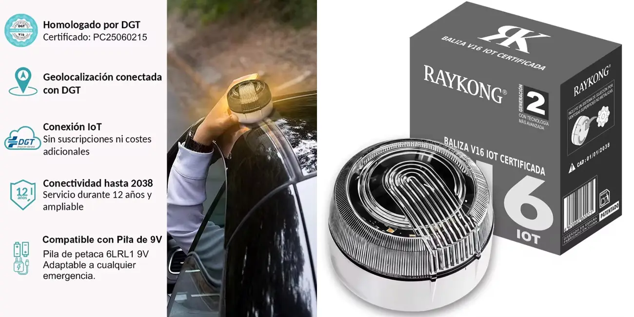 Chollo Baliza de emergencia V16 con conexión con DGT 3.0 por sólo 18,53€ con cupón y envío gratis (-54%)