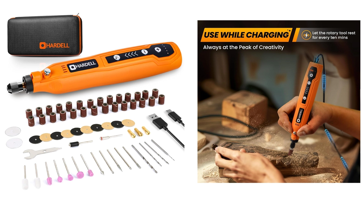 Con esta mini amoladora inalámbrica Hardell con carga USB trabajarás rápido y con precisión gracias a sus 69 accesorios, y hoy cuesta menos de 22€