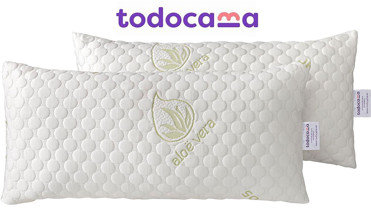 Chollo Pack de 2 almohadas de copos viscoelásticos Todocama Aloe Vera por sólo 19,90€ (-26%)