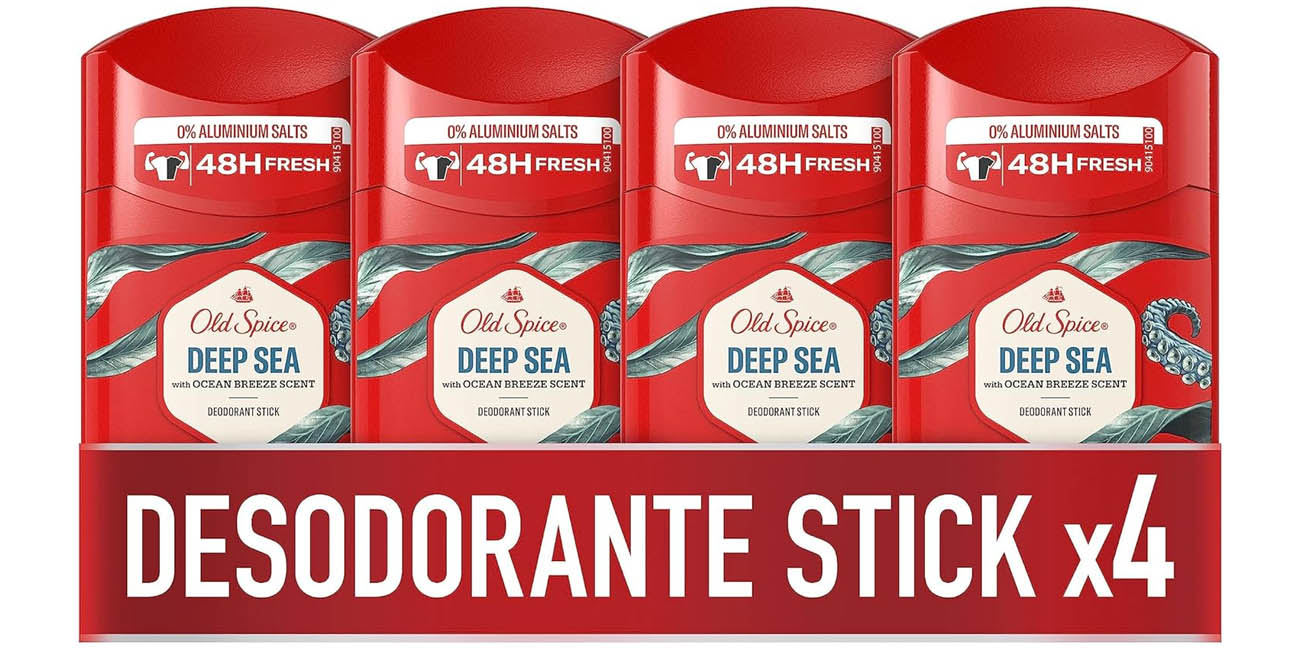 Chollo Pack x4 Desodorante en barra Old Spice Deep Sea de 50 ml para hombre por sólo 9,99€ (-39%) ¡2,68€ cada uno!