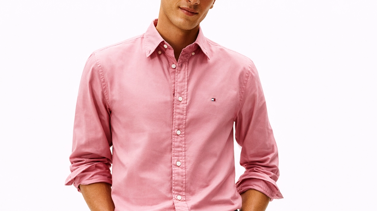 Elegancia clásica con esta camisa Tommy Hilfiger Flex Poplin para hombre rebajada a sólo 39€ en un tono rosa muy favorecedor (-51%)