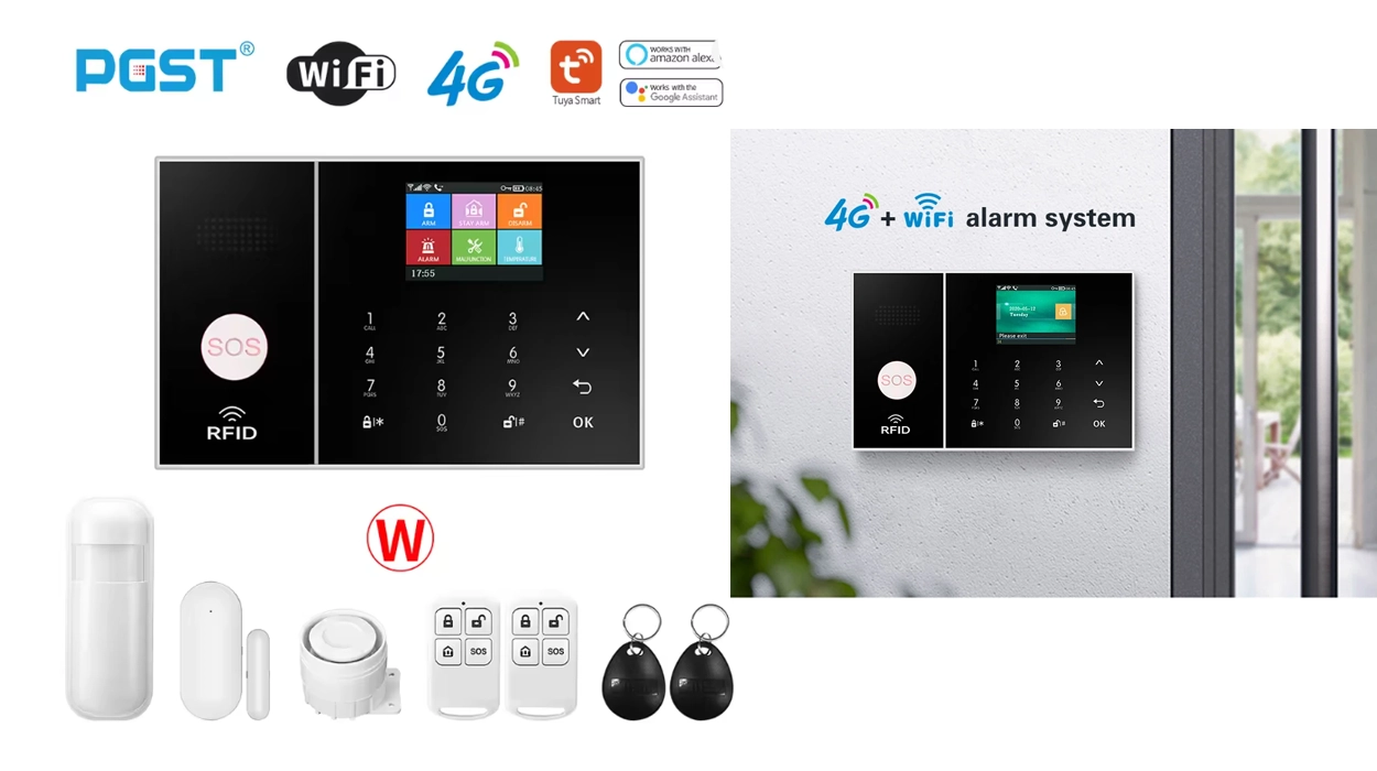 Chollo Sistema de alarma PGST WiFi y GSM con sensores de puerta y movimiento, compatible con Alexa por sólo 29,99€ con cupón y envío gratis (75% de descuento)