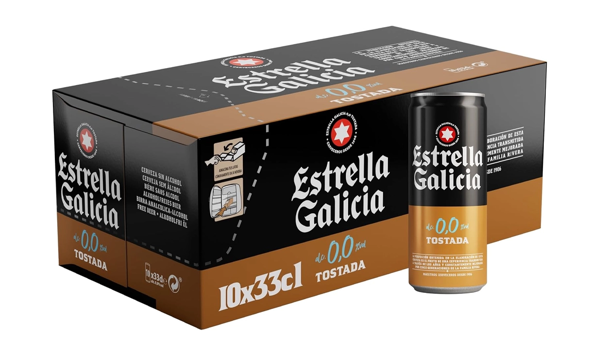 Chollo Frigopack de 10 latas Estrella Galicia 0,0 Tostada sin alcohol por sólo 6,89€ (-18%) ¡0,69€ cada una!