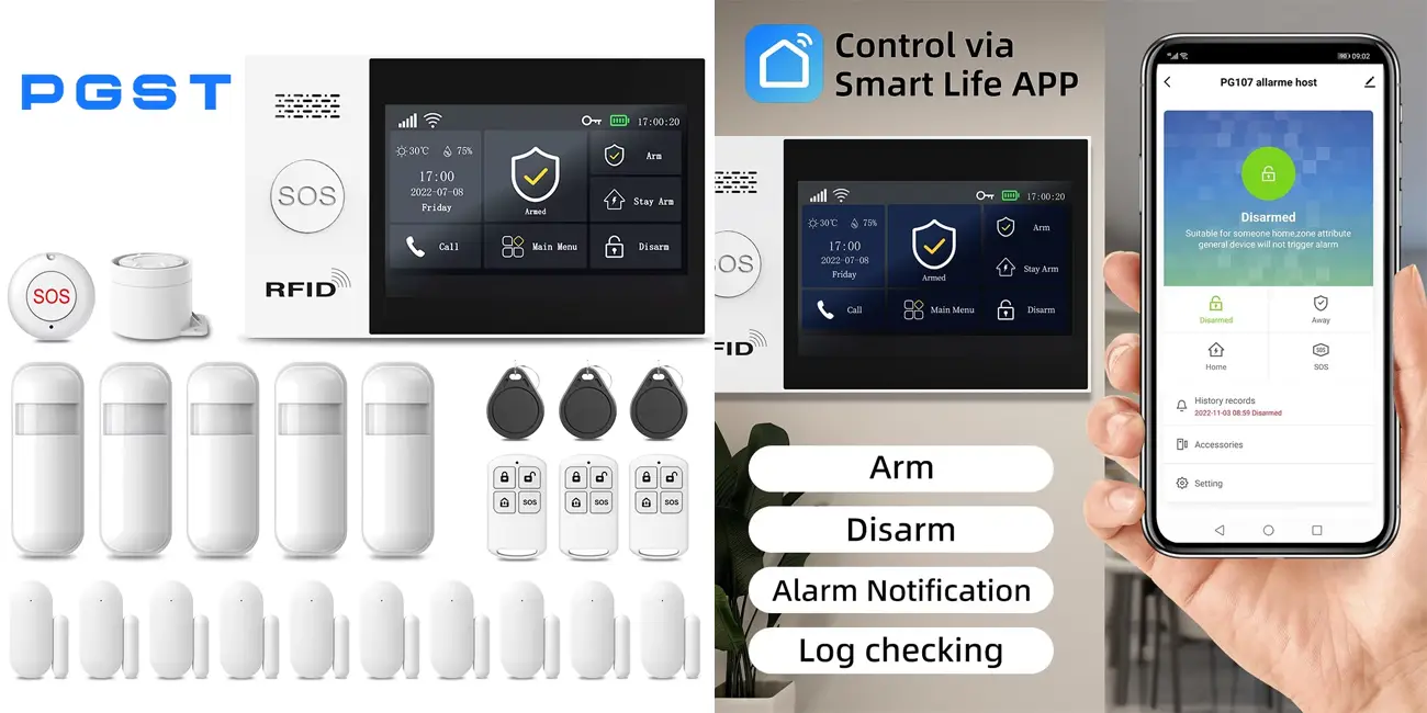 Chollo Sistema de seguridad para el hogar PGST Tuya GSM 4G WiFi por sólo 47,38€ con cupón y envío gratis (-75%)