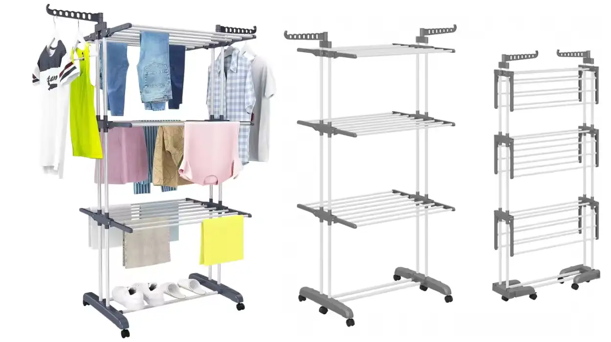 Pon a secar toda tu ropa bien organizada en este super tendedero vertical plegable rebajadísimo con cupón (-60%)