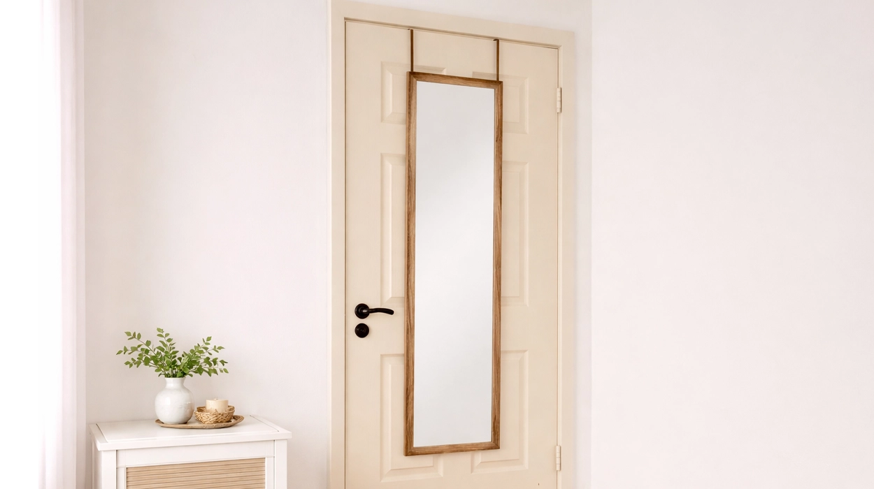 Este espejo colgante de puerta con gancho es perfecto para instalar en habitaciones con poco espacio y hoy está baratísimo en Amazon