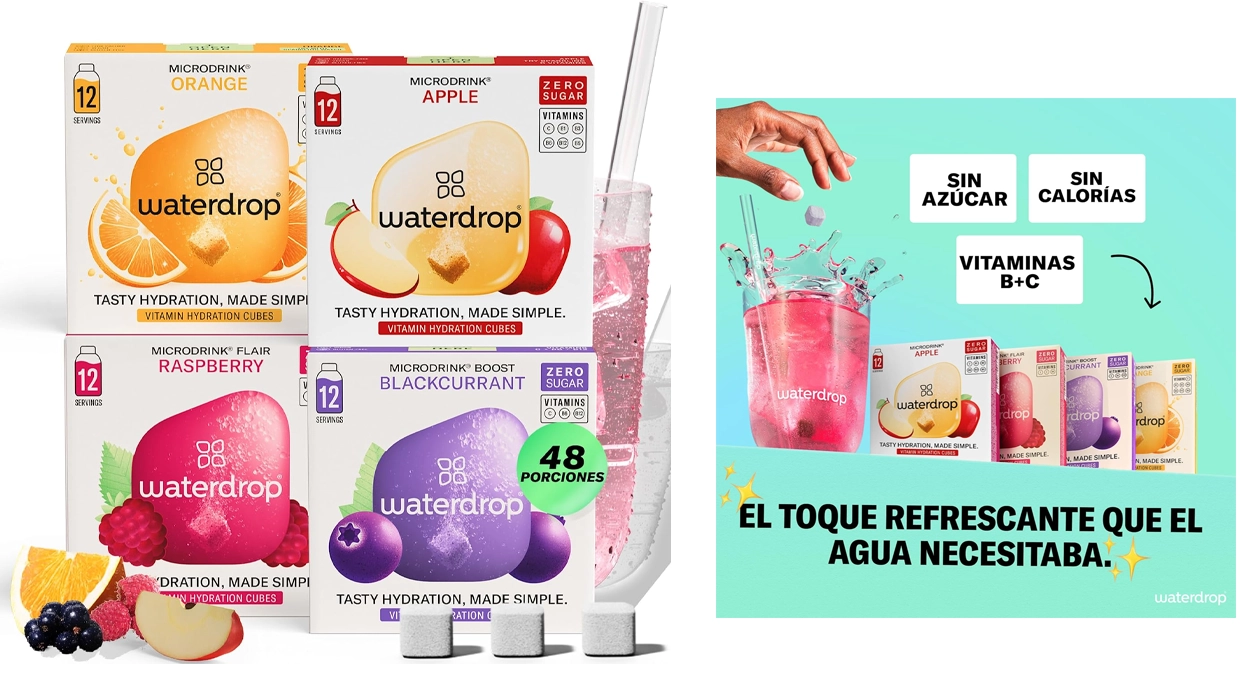 Olvida el agua aburrida: El pack estrella Waterdrop Microdrink de 4 sabores sin azúcar está rebajado en Amazon