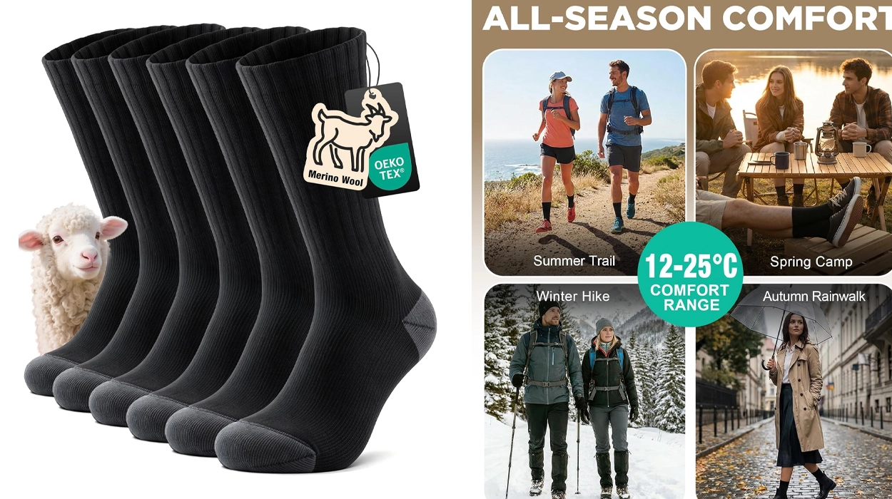 Estos calcetines térmicos de lana merino son perfectos para senderismo y deportes de aventura, y hoy bajan a su precio mínimo