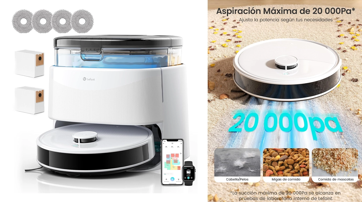 Chollo Robot aspirador y friegasuelos LEFANT M3 MAX con auto-vaciado por sólo 359,98€ con envío gratis (-72%)