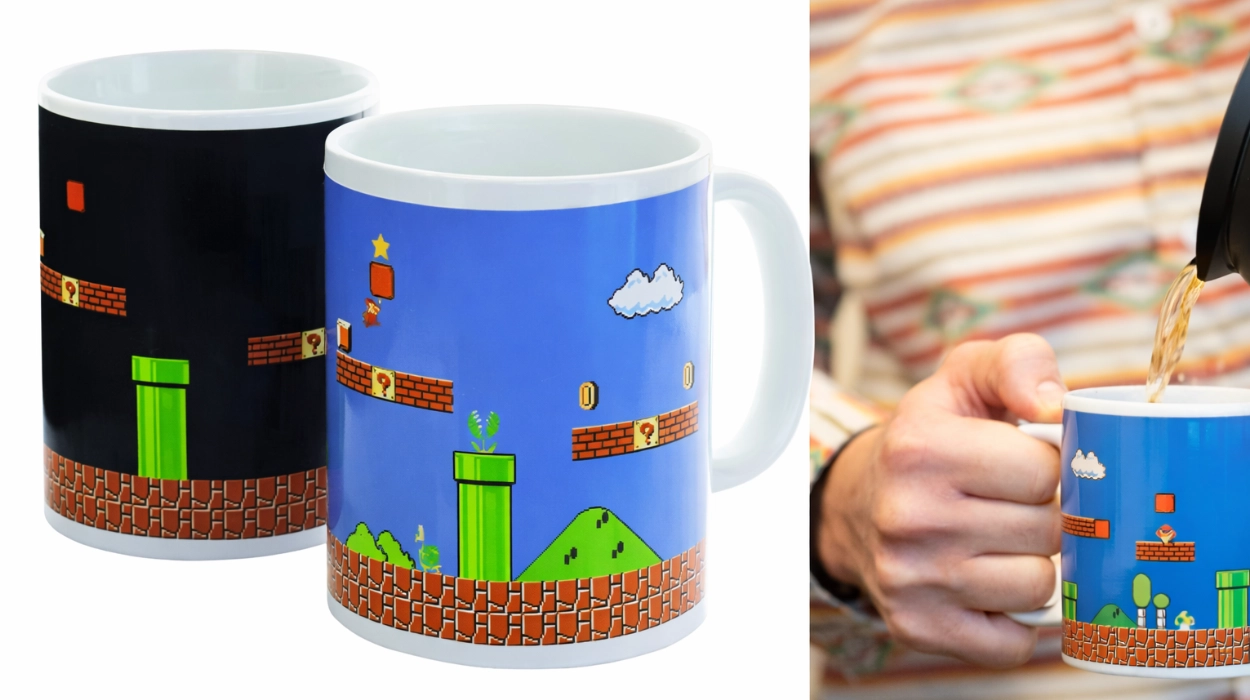 Anima tus mañanas con esta taza Mario Bros que cambia con las bebidas calientes ¡44% de descuento!