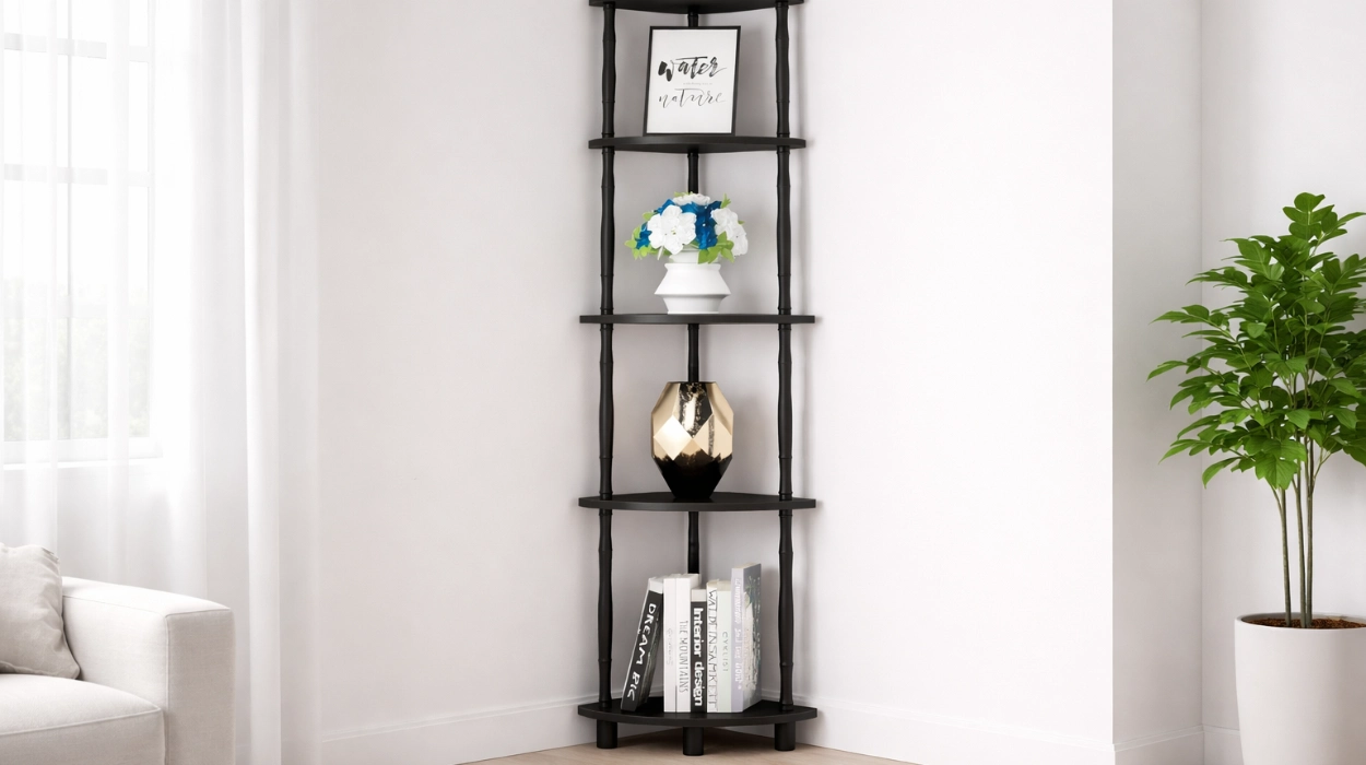 Chollo Estantería esquinera Furinno Tubo Espresso por sólo 18,99€ (53% de descuento)