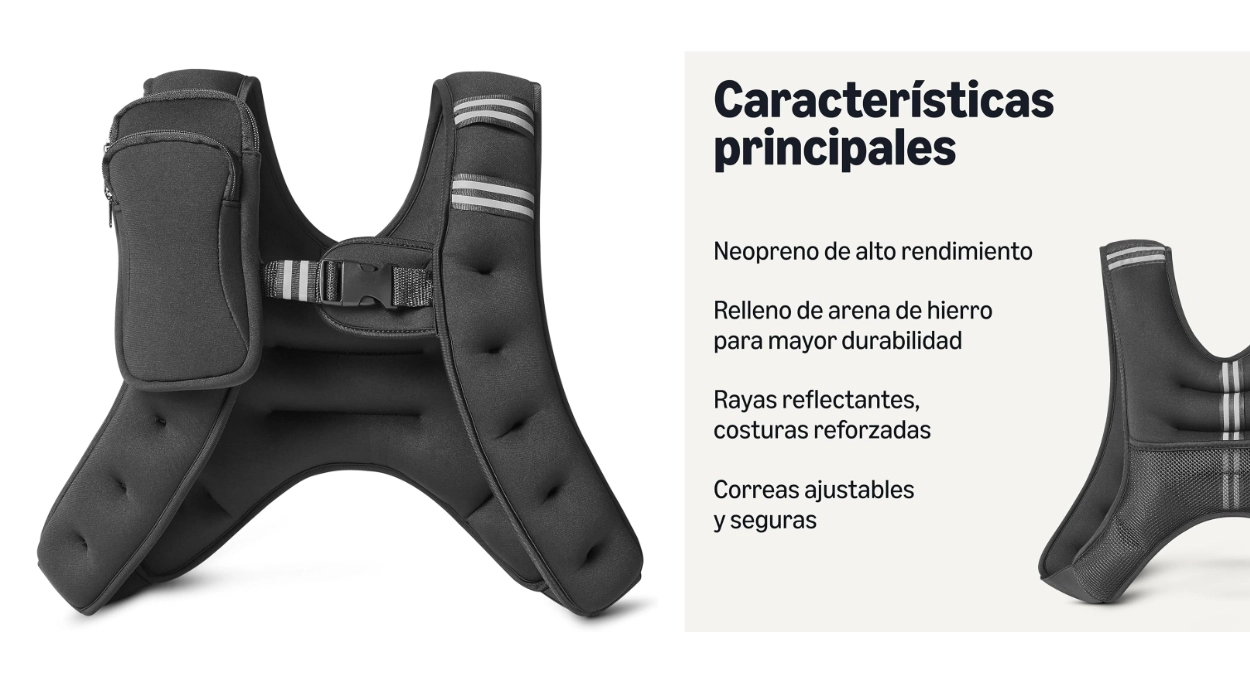 Chollo Chaleco reflectante con lastre de 5,4 kg para fuerza y cardio Amazon Basics por sólo 14,03€ (41% de descuento)