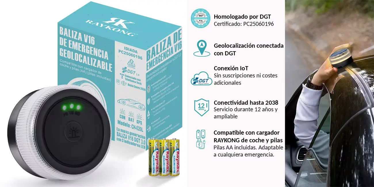 Esta Baliza V16 con geolocalización DGT 3.0 tiene un 59% de descuento y es una de las más baratas que puedes encontrar ahora