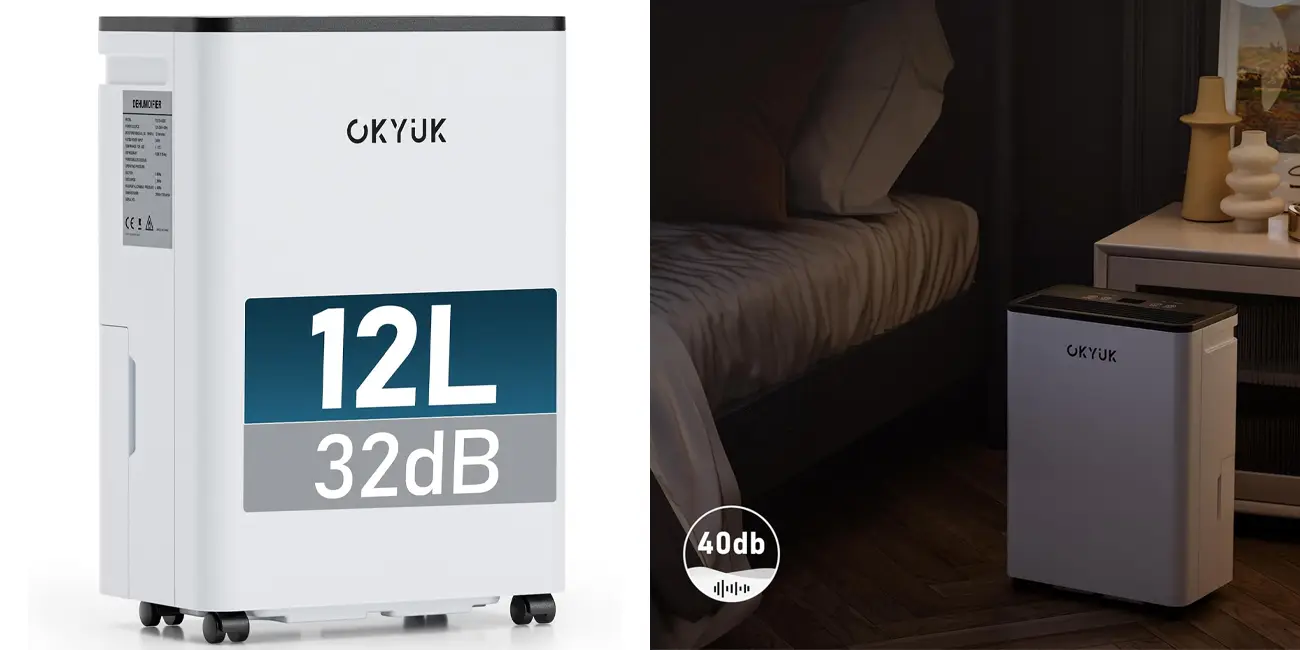 Chollo Deshumidificador OKYUK de 12l para estancias de hasta 40m² por sólo 109,90€ con envío gratis (-27%)