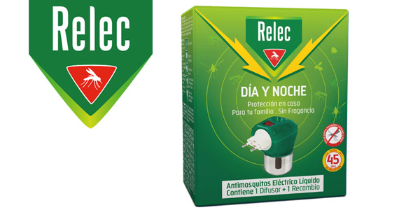 Chollo Difusor antimosquitos eléctrico líquido Relec Día y Noche + recambio por sólo 6,38€ (31% de descuento)