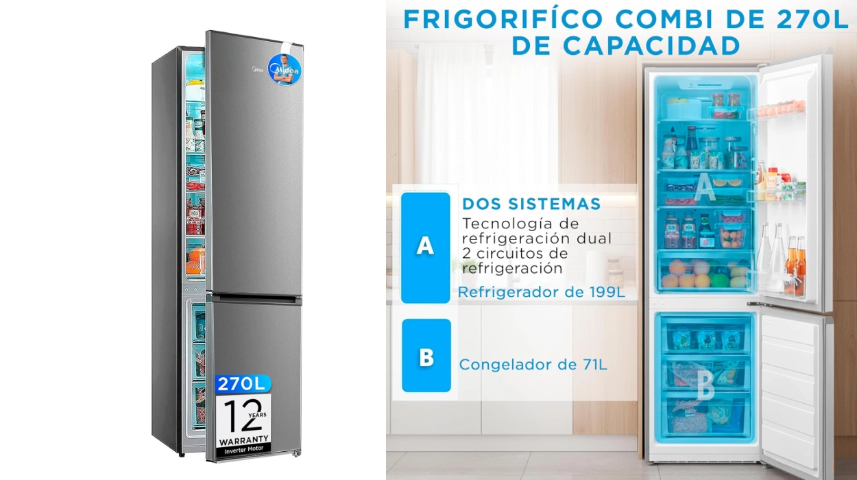 Renueva tu cocina con este frigorífico combi Midea No Frost: amplio, eficiente y con frío uniforme en todo el interior