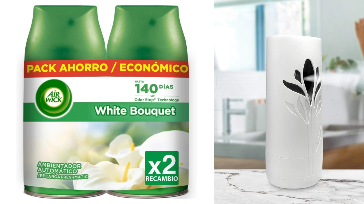 Chollo Pack x2 Recambios Air Wick Ambientador Freshmatic White Bouquet de 500 ml por sólo 6,28€ (-43%) ¡3,14€ cada uno!